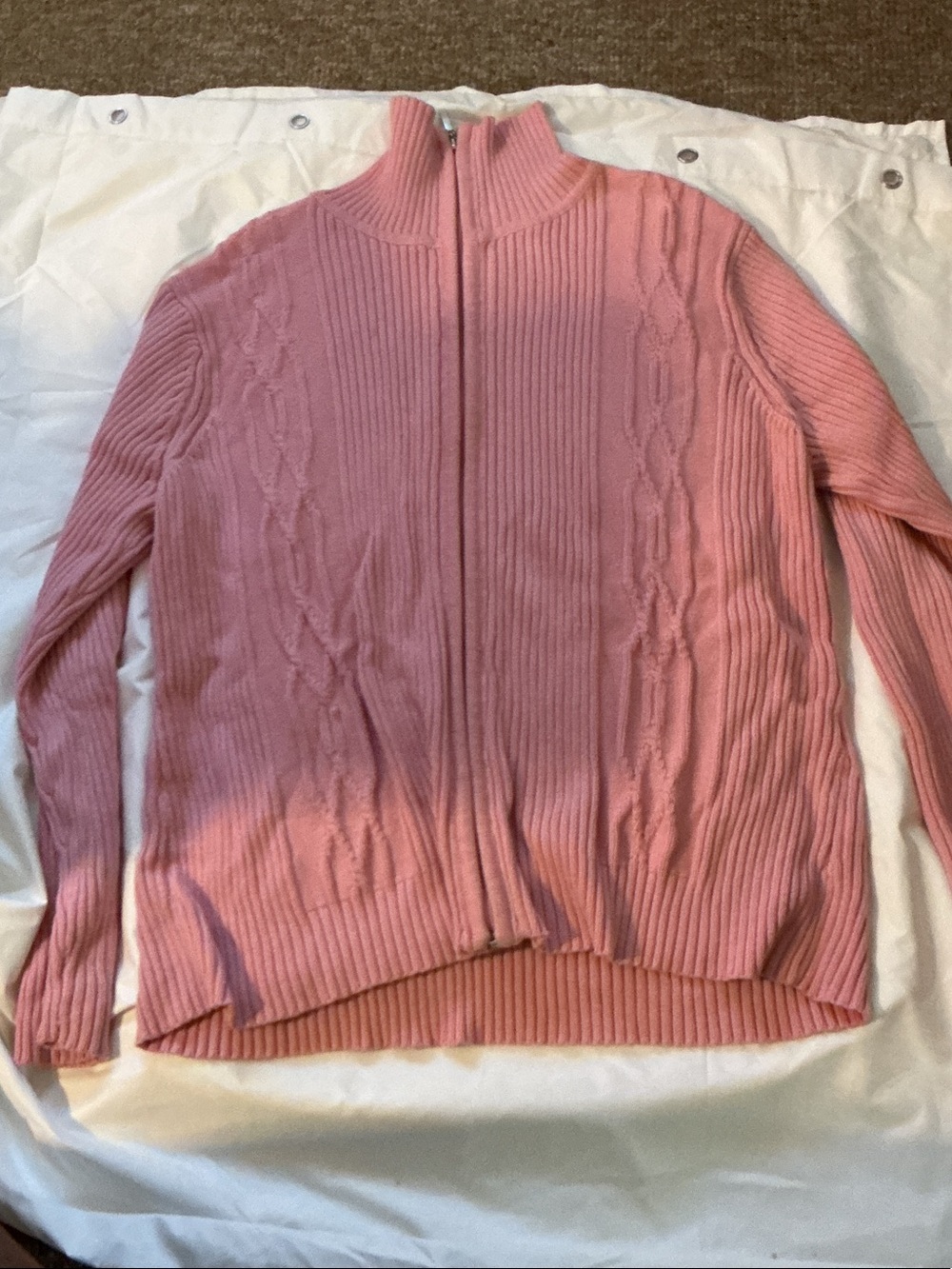 torrid Pink Zip-Front Cable Knit Turtleneck Sweater